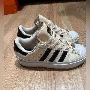 Adidas Originals Superstar Bonega Ivory Womens Platform Sneakers